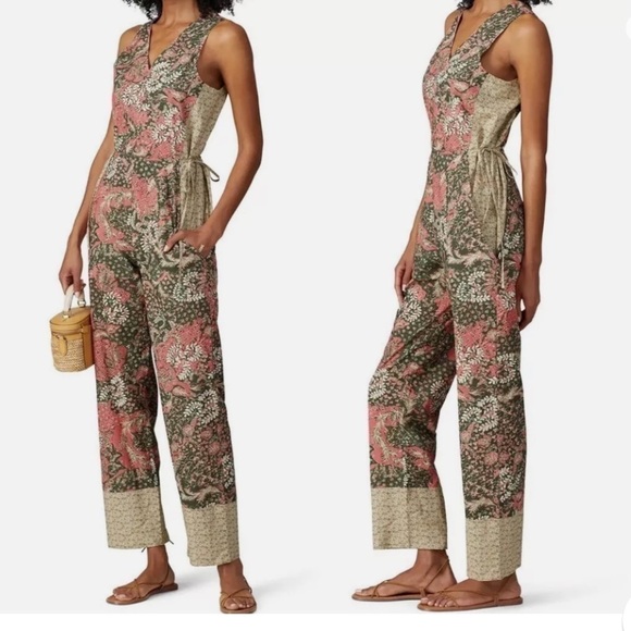 Warm NY Jumpsuit Green Pink Floral Size 1